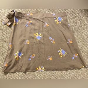 Floral Brown Wrap Skirt